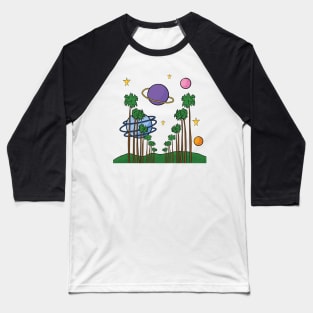 Planets and Palm Trees Baseball T-Shirt